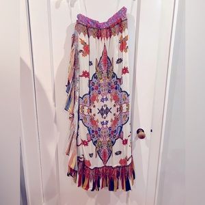 Cleobella. Small Skirt, White with colorful paisley pattern.